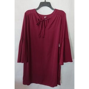 Flowing Burgundy Bell Sleeve Old Navy Dress